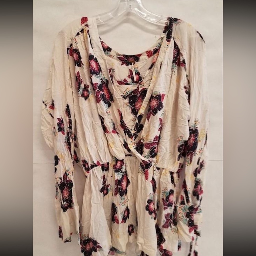 Free People Women's Multicolor Floral Long Sleeve Tuscan Dreams Tunic Top Size L